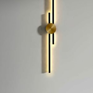 Modern Gold & Black Vertical Strip LED Wall Light