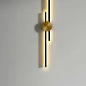 Modern Gold & Black Vertical Strip LED Wall Light